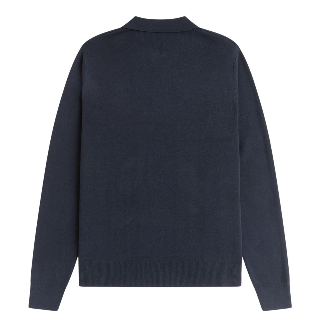 Fred Perry Tonal Stripe Knitted Polo Shirt in Navy