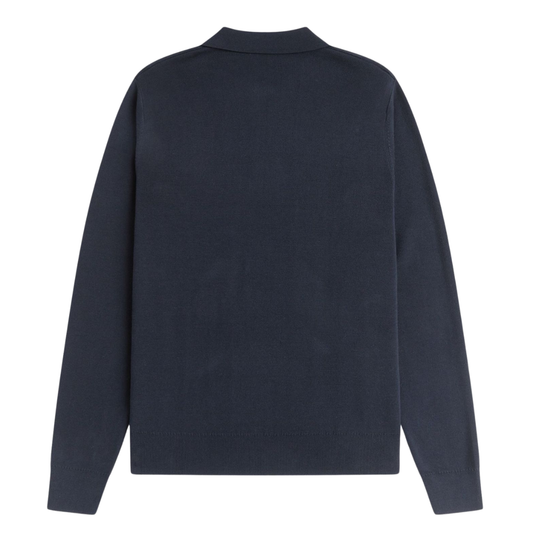 Fred Perry Tonal Stripe Knitted Polo Shirt in Navy