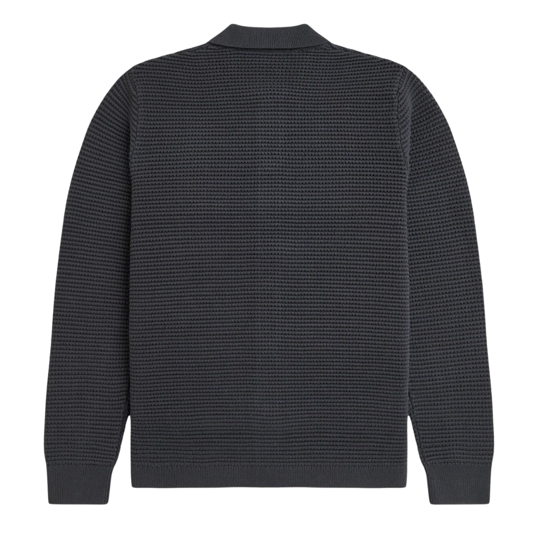 Fred Perry Pointelle Button Through Cardigan in Anchor Grey