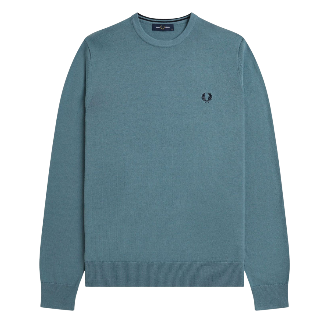 Fred Perry Classic Crewneck Knitted Jumper in Stockport Blue
