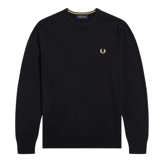 Fred Perry Classic Crewneck Knitted Jumper in Black