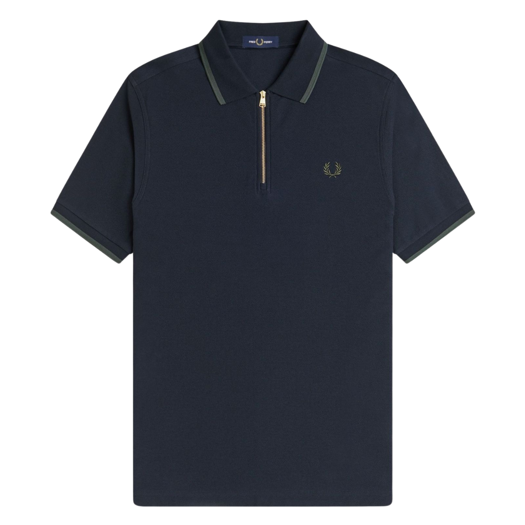 Fred Perry Crepe Pique Polo Shirt in Navy