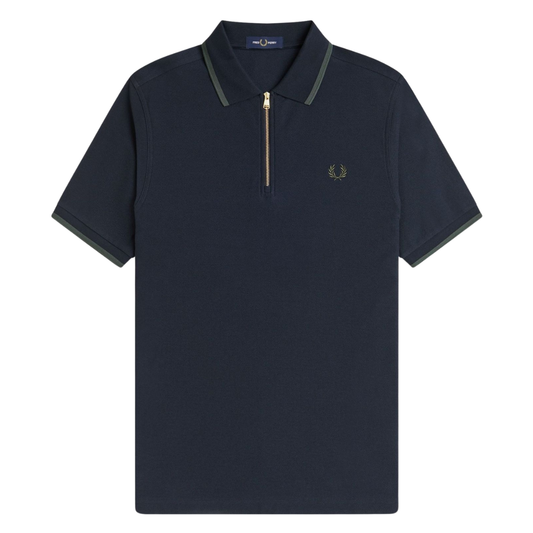 Fred Perry Crepe Pique Polo Shirt in Navy
