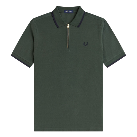 Fred Perry Crepe Pique Polo Shirt in Court Green