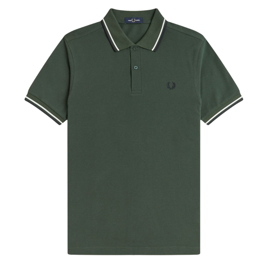 Fred Perry Twin Tip Polo in Court Green