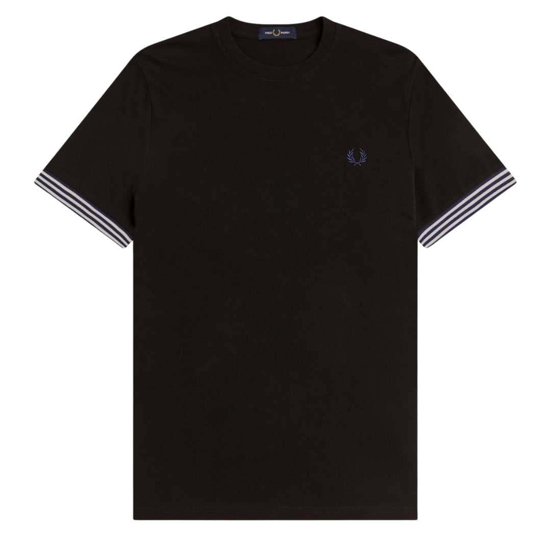 Fred Perry Striped Cuff T-Shirt in Black