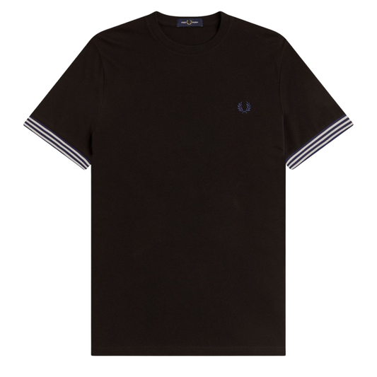 Fred Perry Striped Cuff T-Shirt in Black