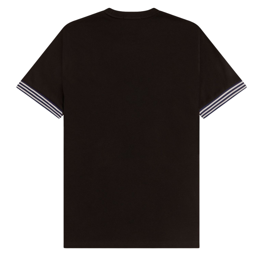 Fred Perry Striped Cuff T-Shirt in Black