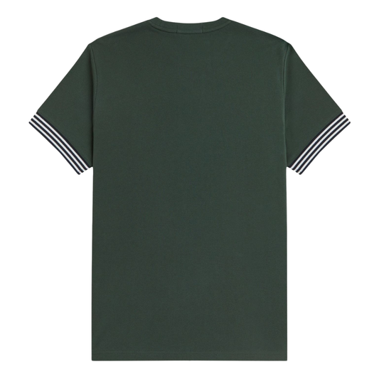 Fred Perry Striped Cuff T-Shirt in Court Green
