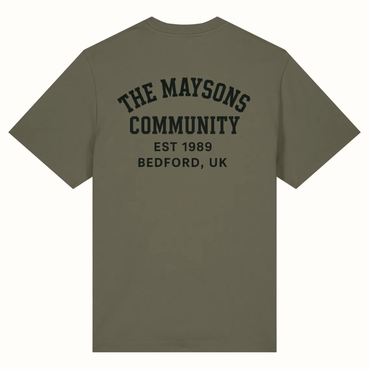 The Maysons Community Backprint Stamp Logo T-Shirt in Khaki