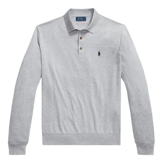 Ralph Lauren LS Knitted Polo in Andover Heather
