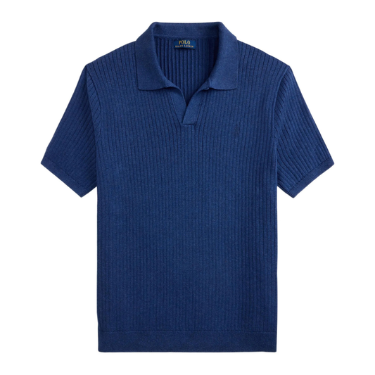 Ralph Lauren Knitted SS Polo in Rustic Navy