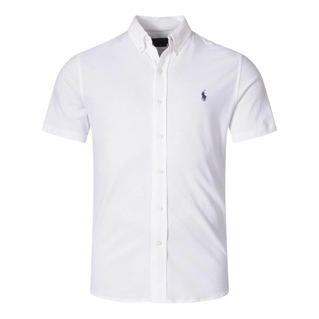 Ralph Lauren Short Sleeve Pique Shirt in White