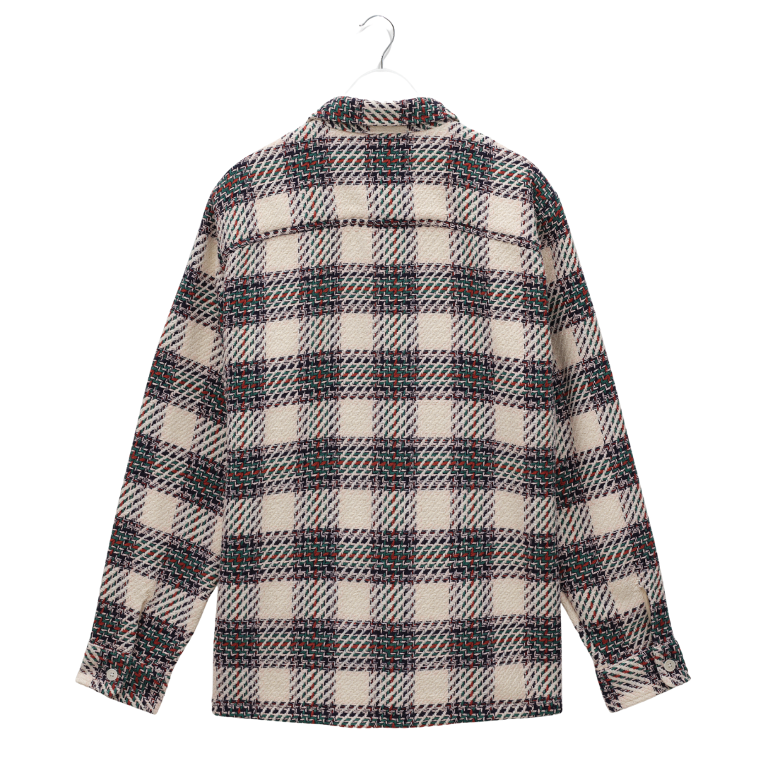Wax London Whiting Overshirt in Ecru/Green