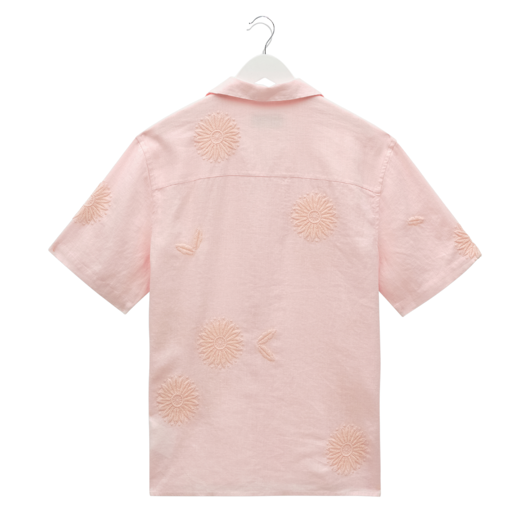 Chemise Didcot en molleton fleuri rose Wax London