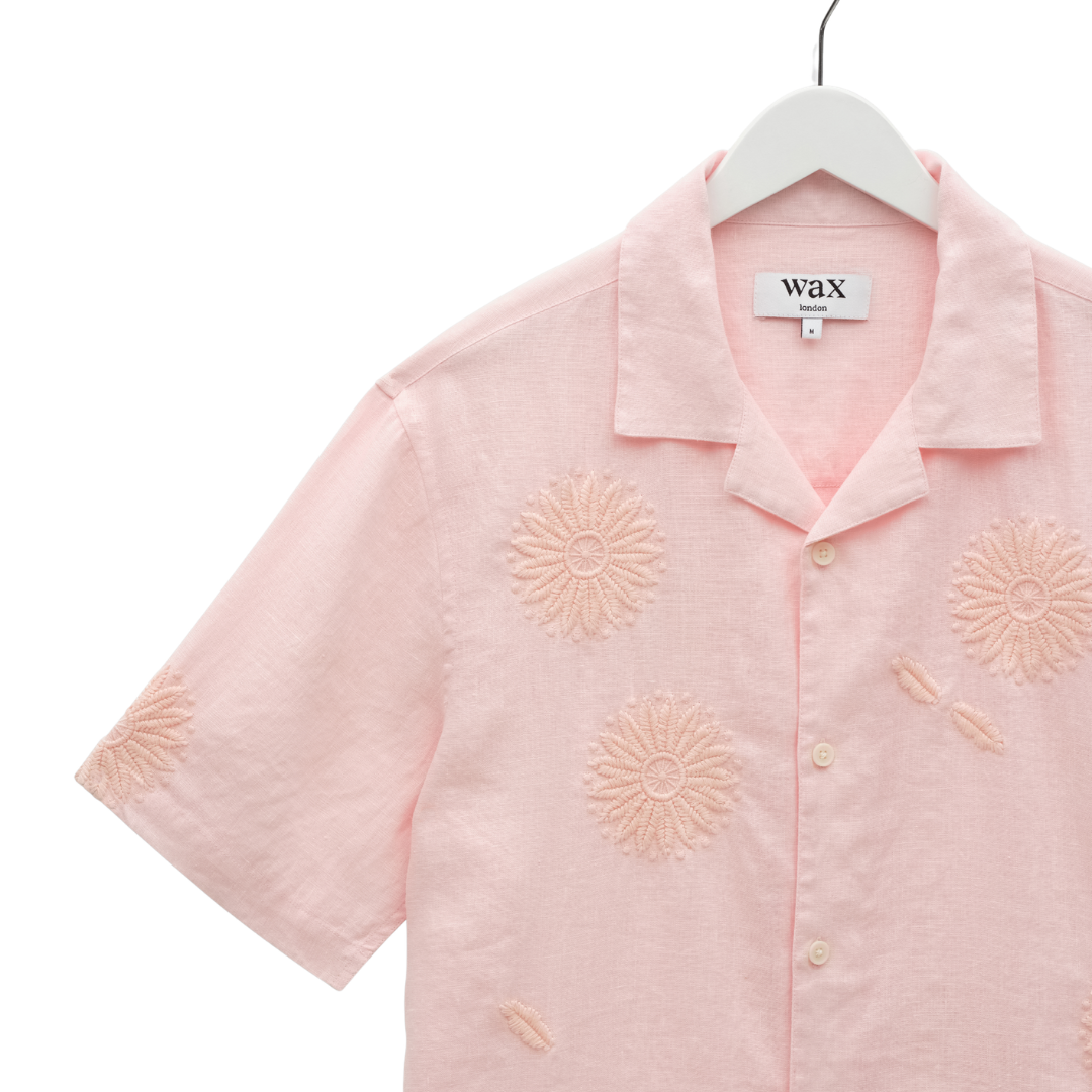 Chemise Didcot en molleton fleuri rose Wax London