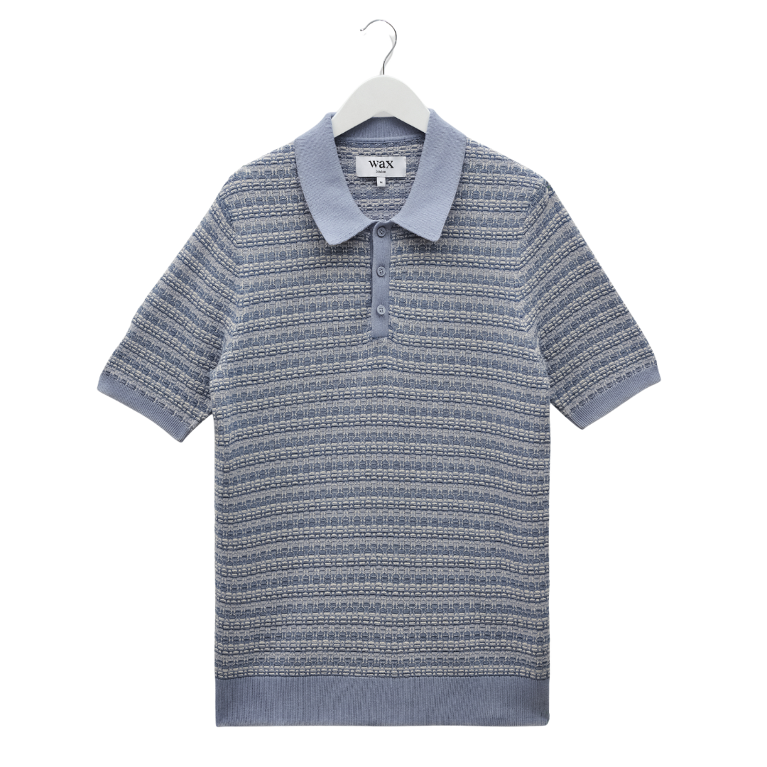 Polo en maille Naples Wax London bleu clair
