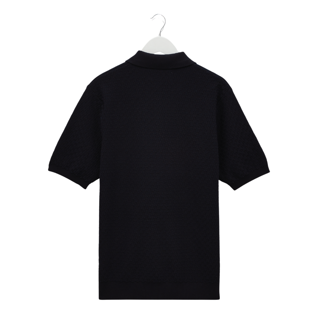 Wax London Naples Knitted Polo in Navy