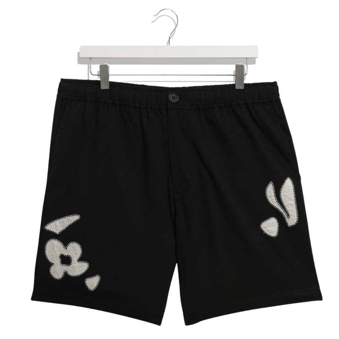 Wax London Abstract Applique Kurt Short in Black
