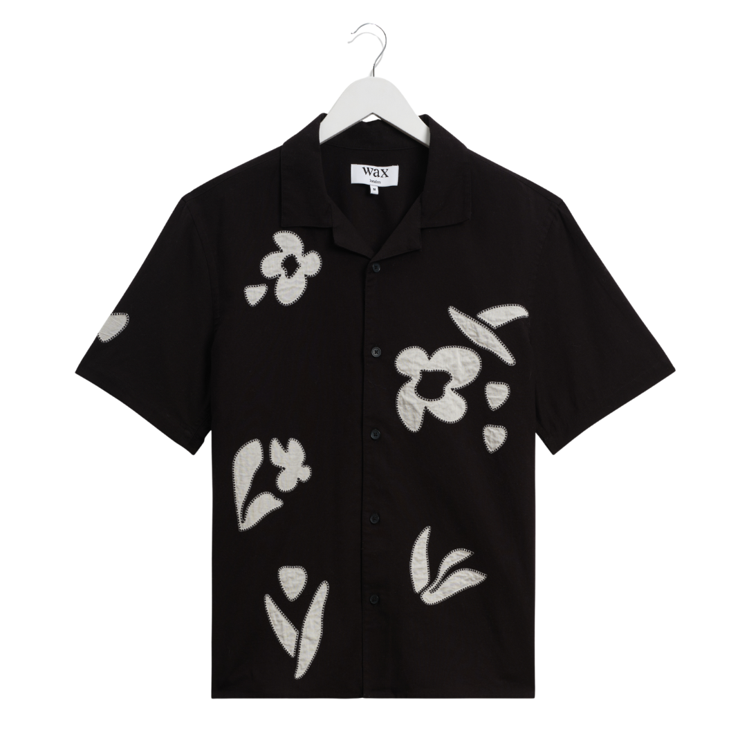 Wax London Abstract Applique Didcot Shirt in Black