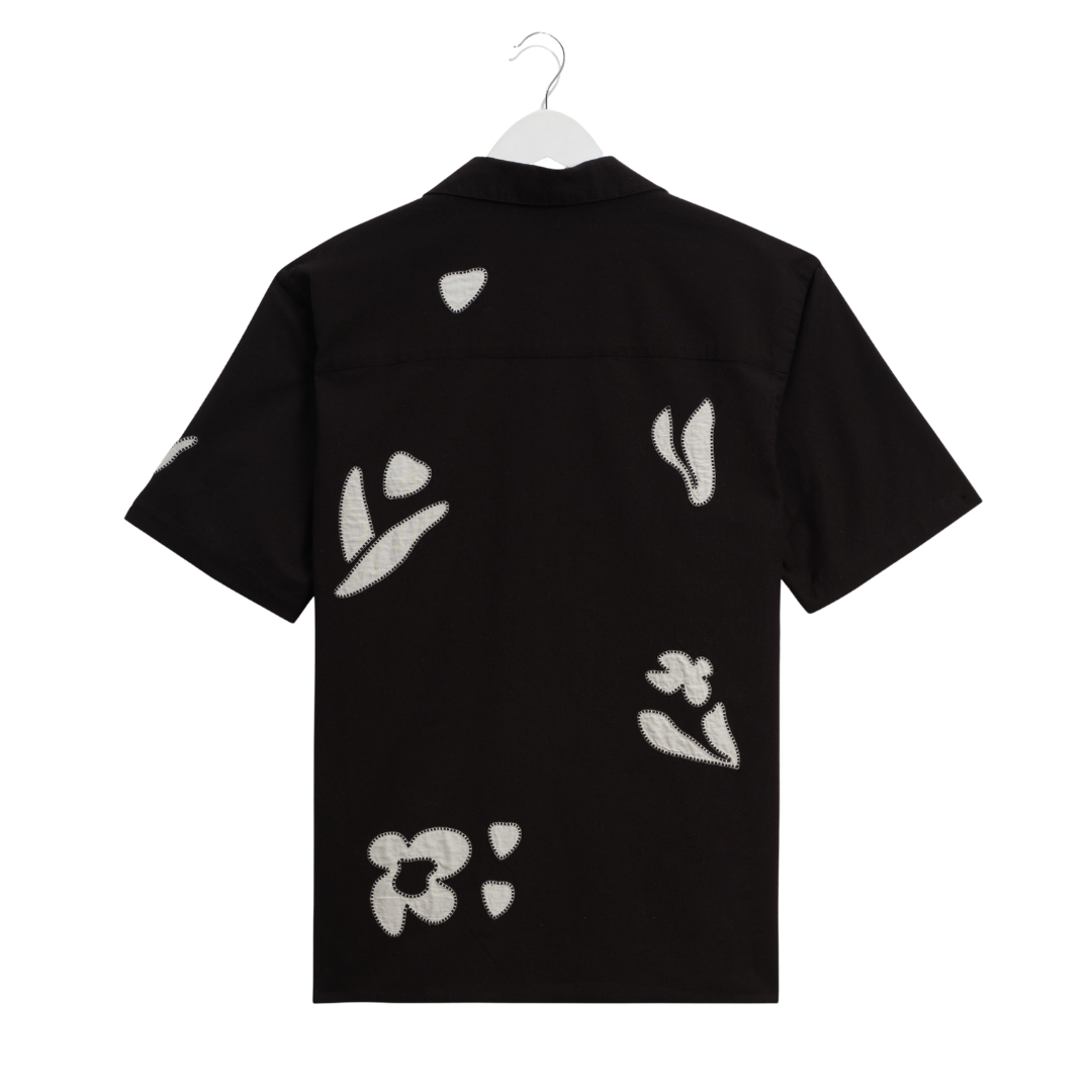 Wax London Abstract Applique Didcot Shirt in Black