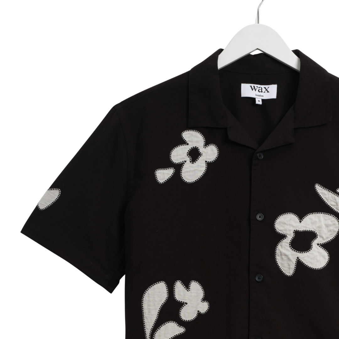 Wax London Abstract Applique Didcot Shirt in Black