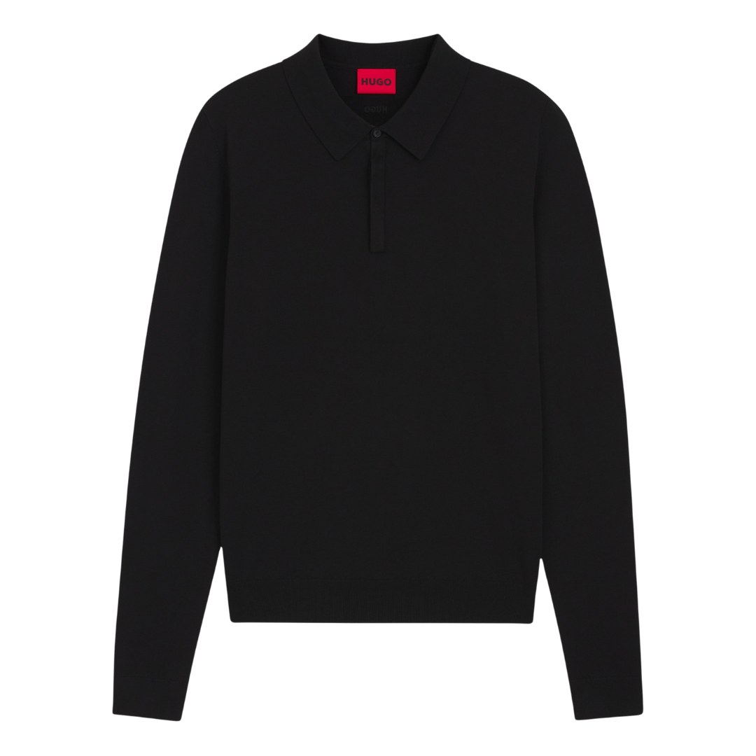 HUGO San Pippo-CV Knitted Polo in Black