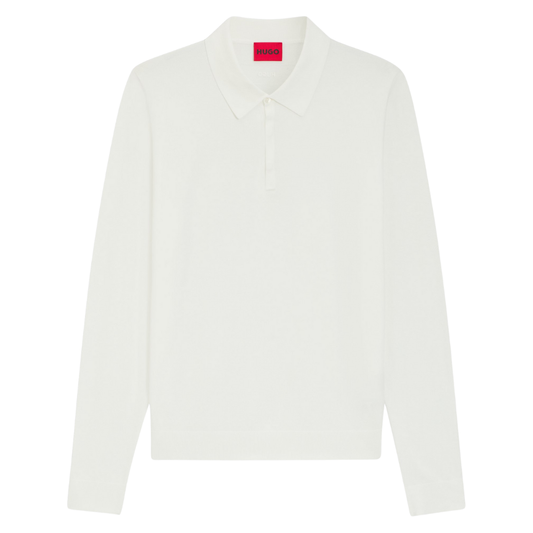 HUGO San Pippo-CV Knitted Polo in Natural