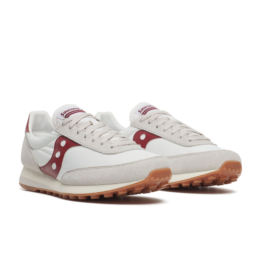 Saucony Trainer 80 in White & Maroon