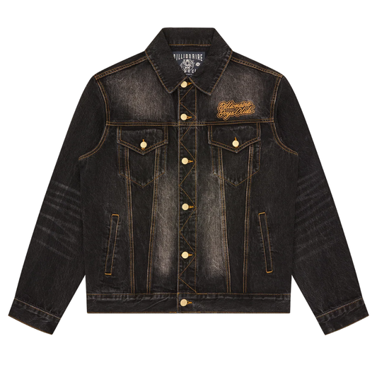 Billionaire Boys Club Script Denim Trucker Jacket in Washed Black