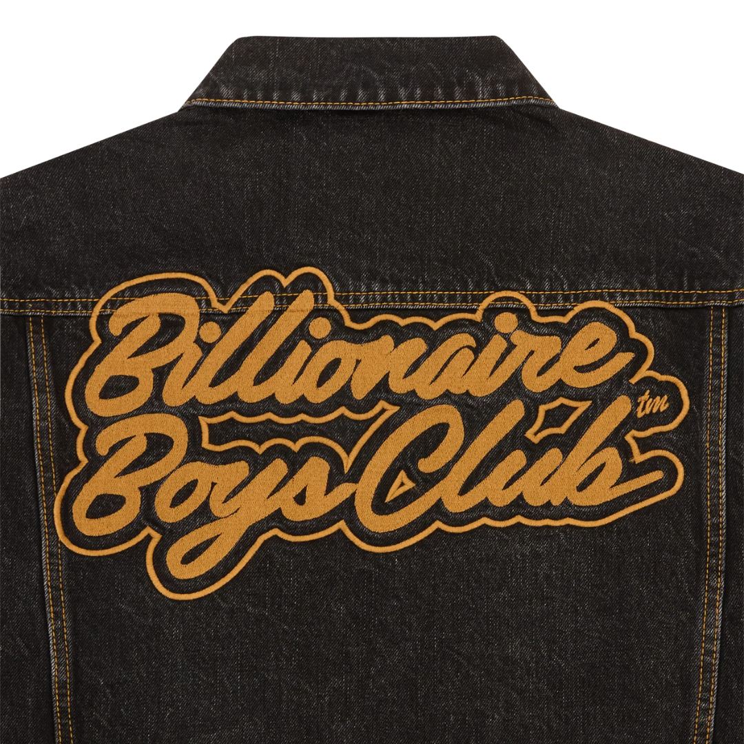 Billionaire Boys Club Script Denim Trucker Jacket in Washed Black