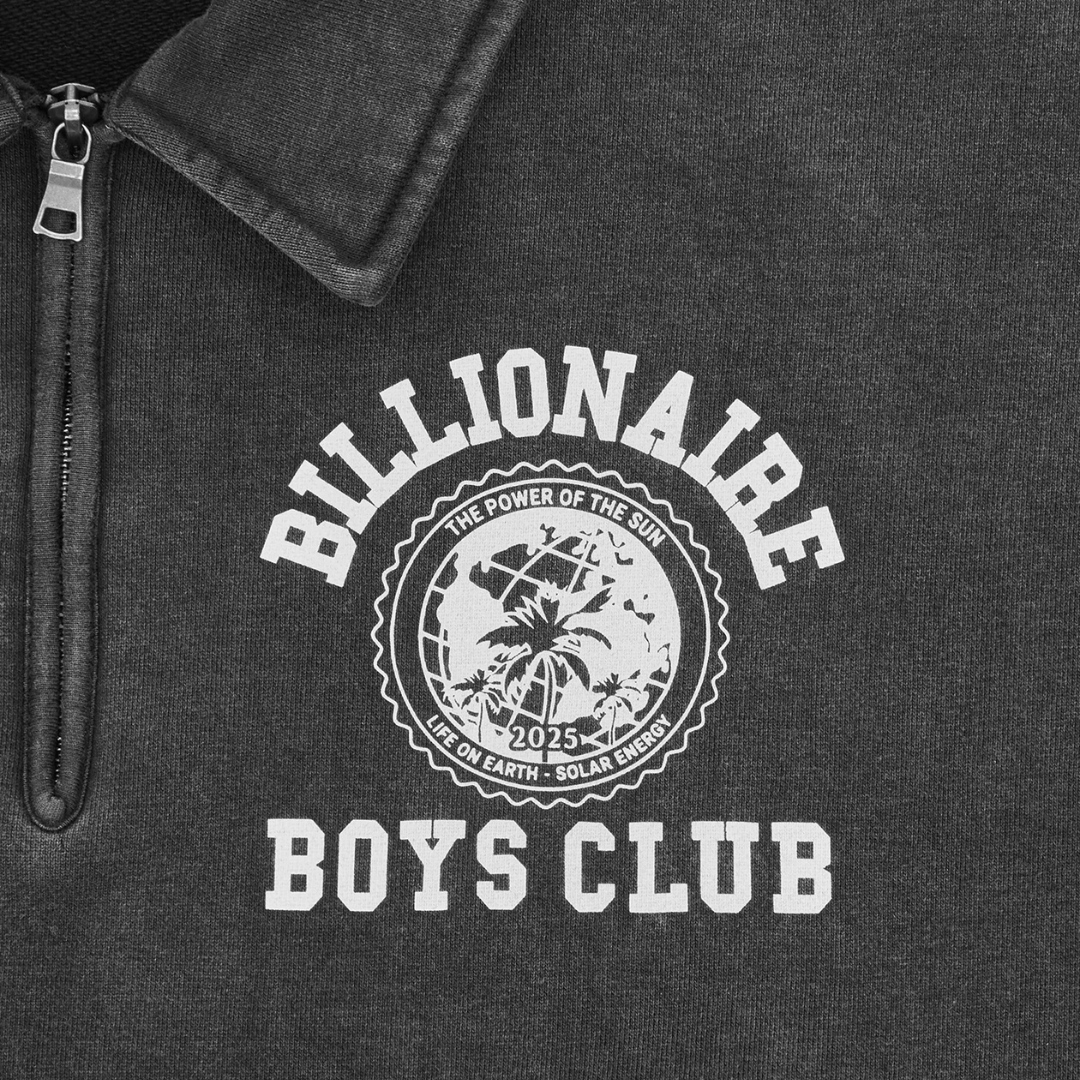 Billionaire Boys Club World College Quarter Zip Sweatshirt in Washed Black