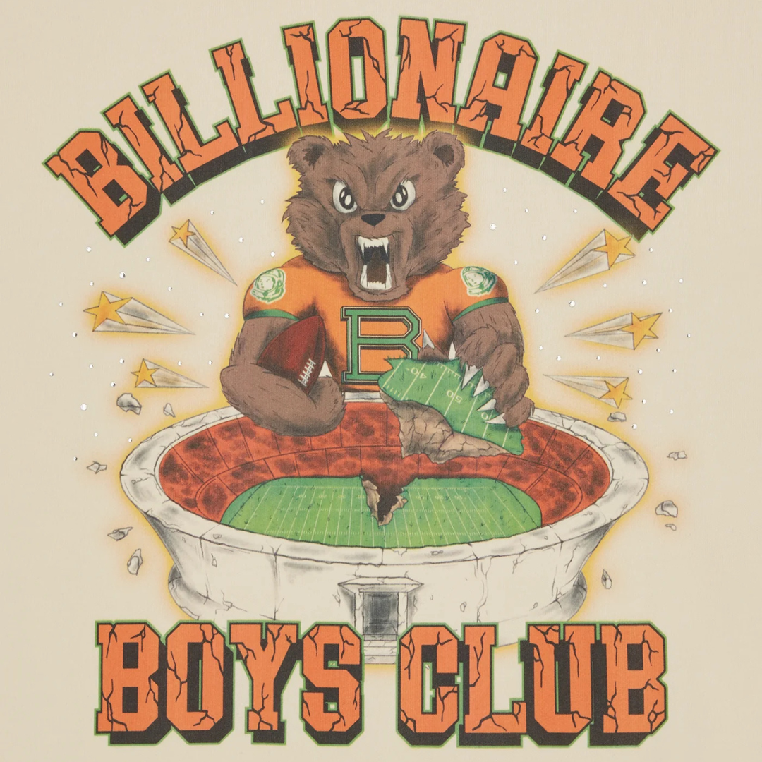Billionaire Boys Club Rhinestone Mascot T-Shirt in Washed Ecru