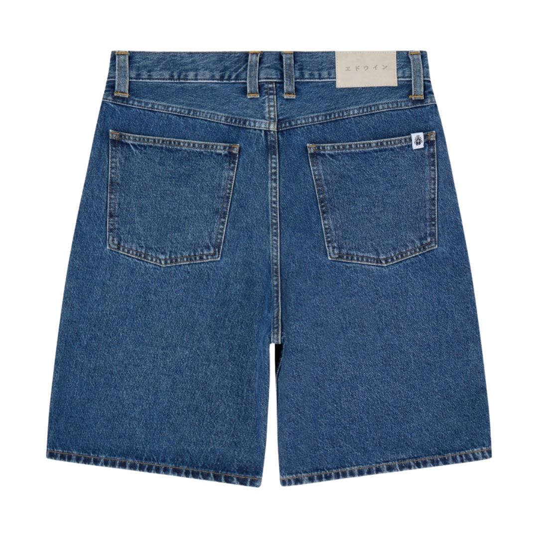 Edwin Tyrell Denim Shorts in Blue Mid Marble Wash