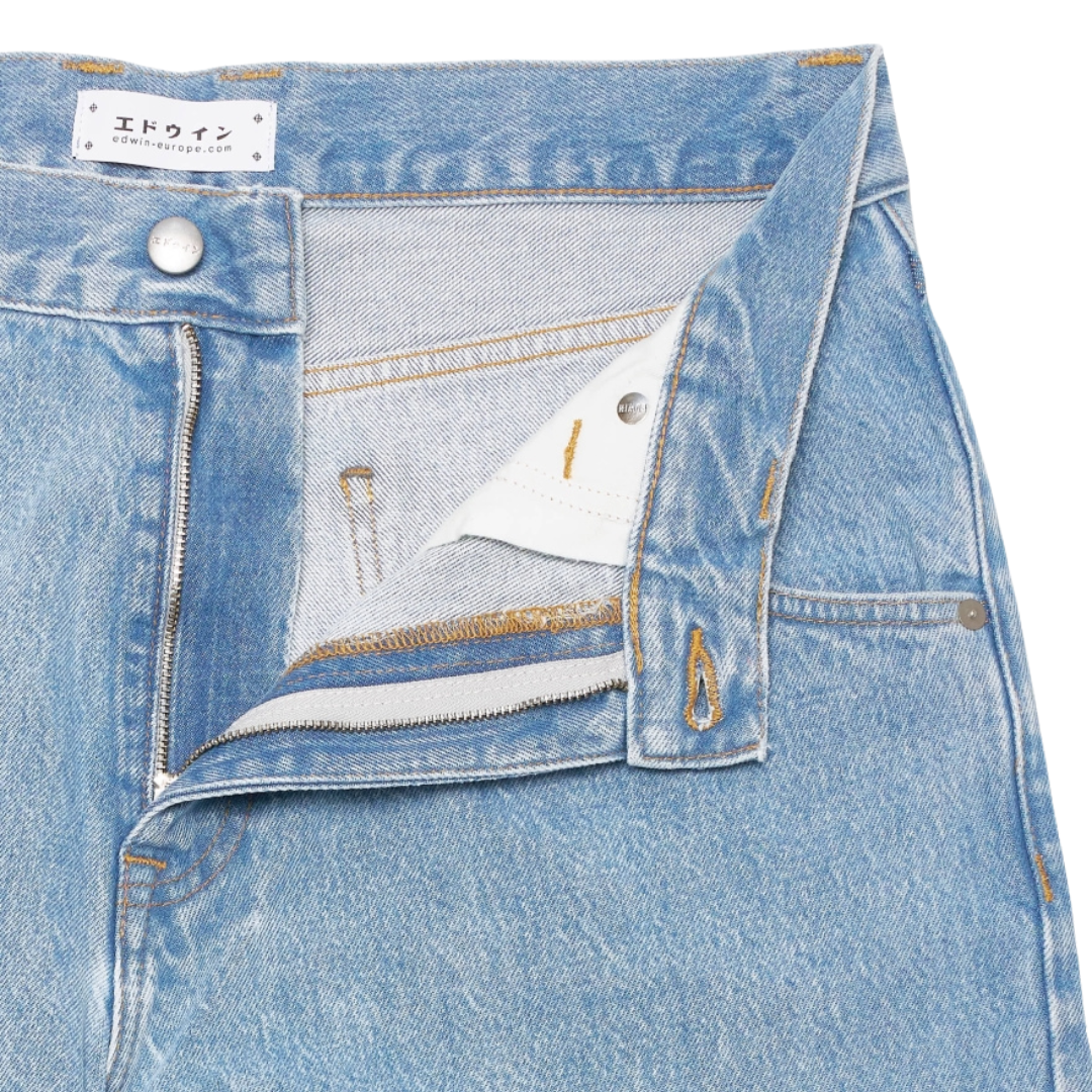 Edwin Tyrell Pant in Blue - Heavy Bleach Wash