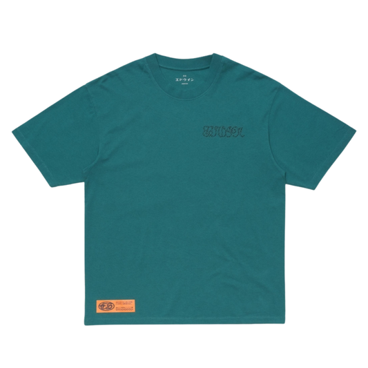 Edwin Spiral Sighs T-Shirt in Mediterranea Green
