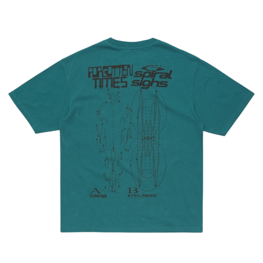 Edwin Spiral Sighs T-Shirt in Mediterranea Green
