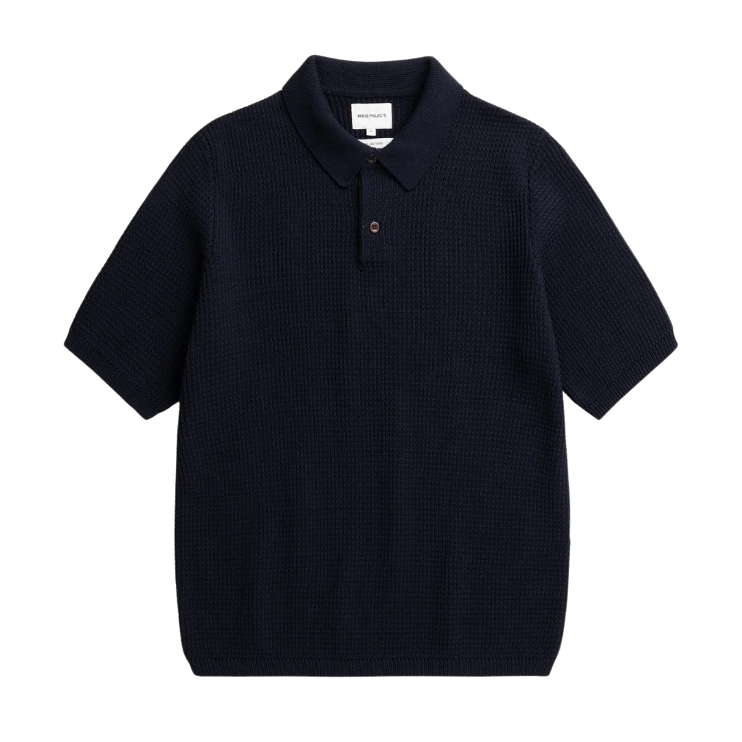 Polo en maille crêpe Anholt Norse Projects bleu marine foncé