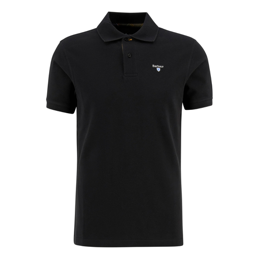 Barbour Tartan Pique Polo Top in Black