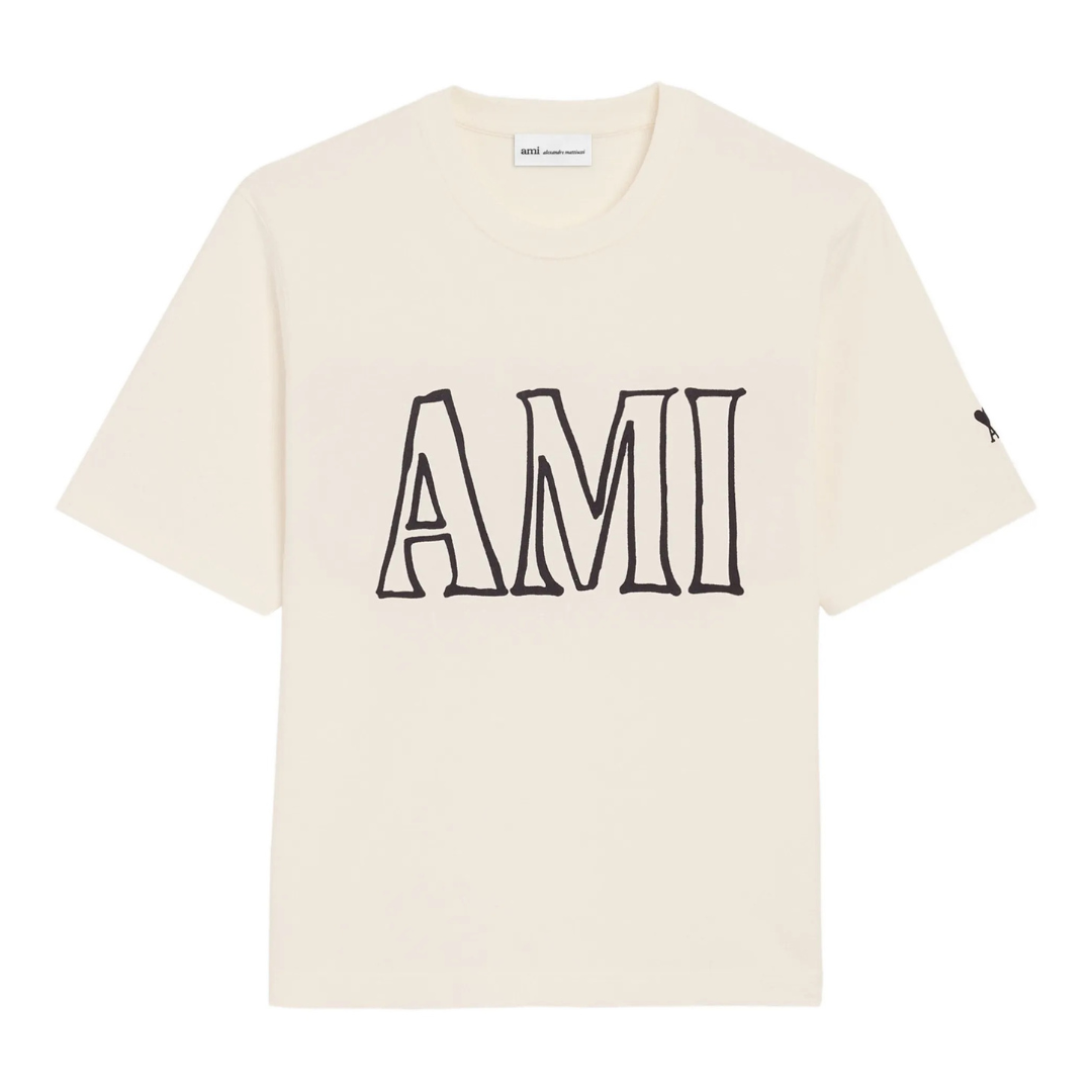 AMI Paris Tee-shirt AMI Logo crème