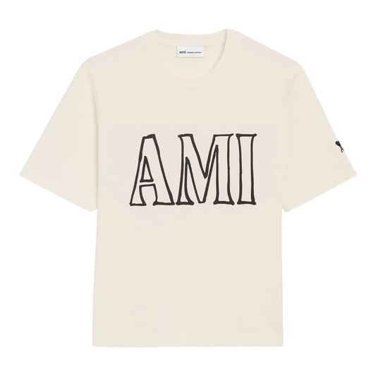 AMI Paris AMI Logo T-Shirt in Cream