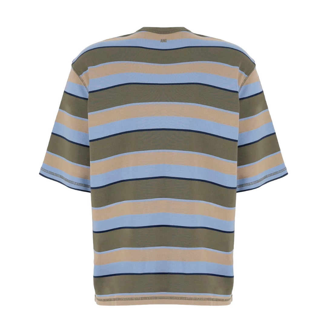 T-shirt rayé AMI Paris vert et beige