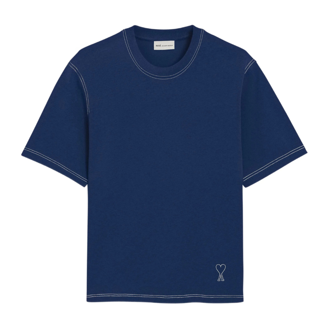 T-shirt surpiqué AMI Paris bleu