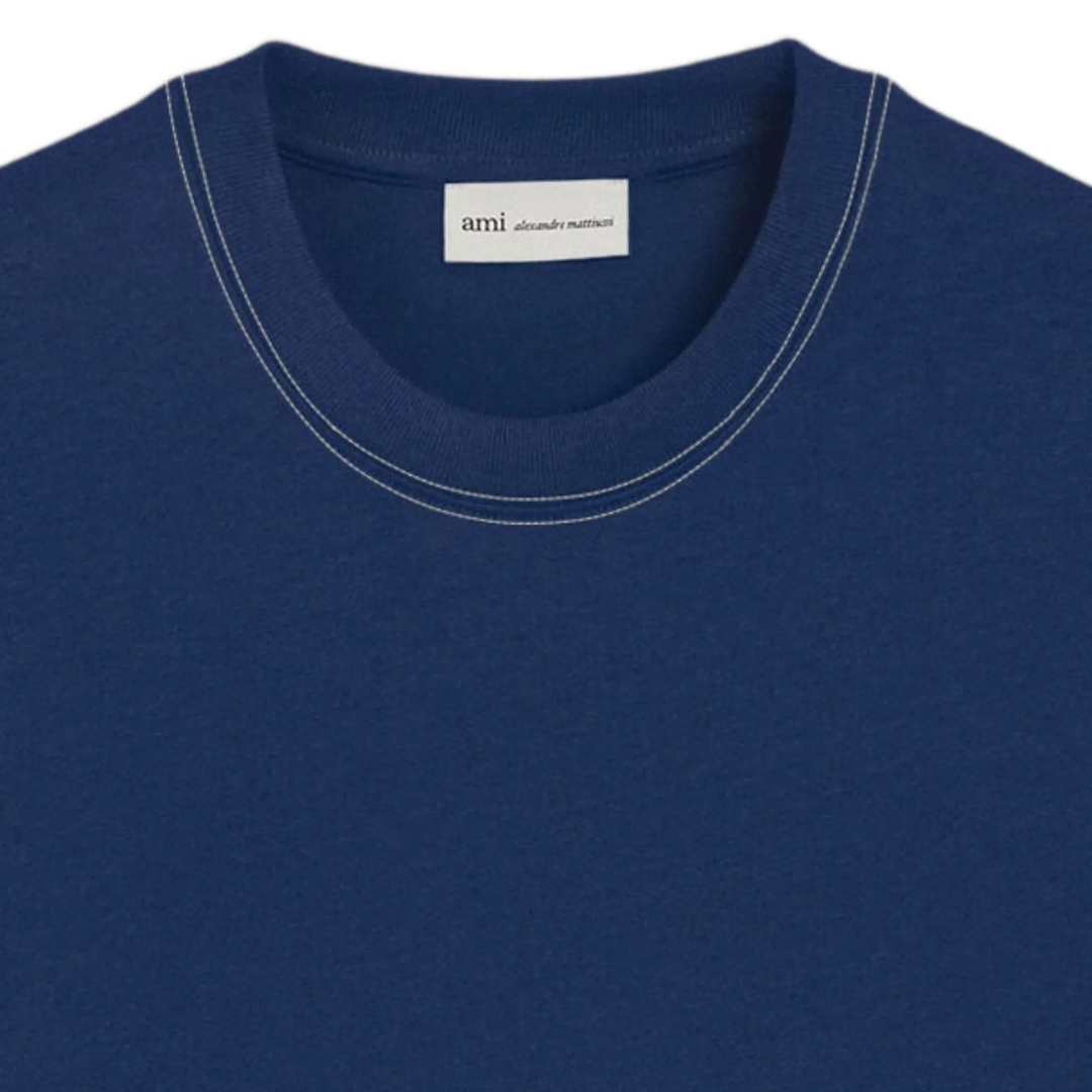 T-shirt surpiqué AMI Paris bleu