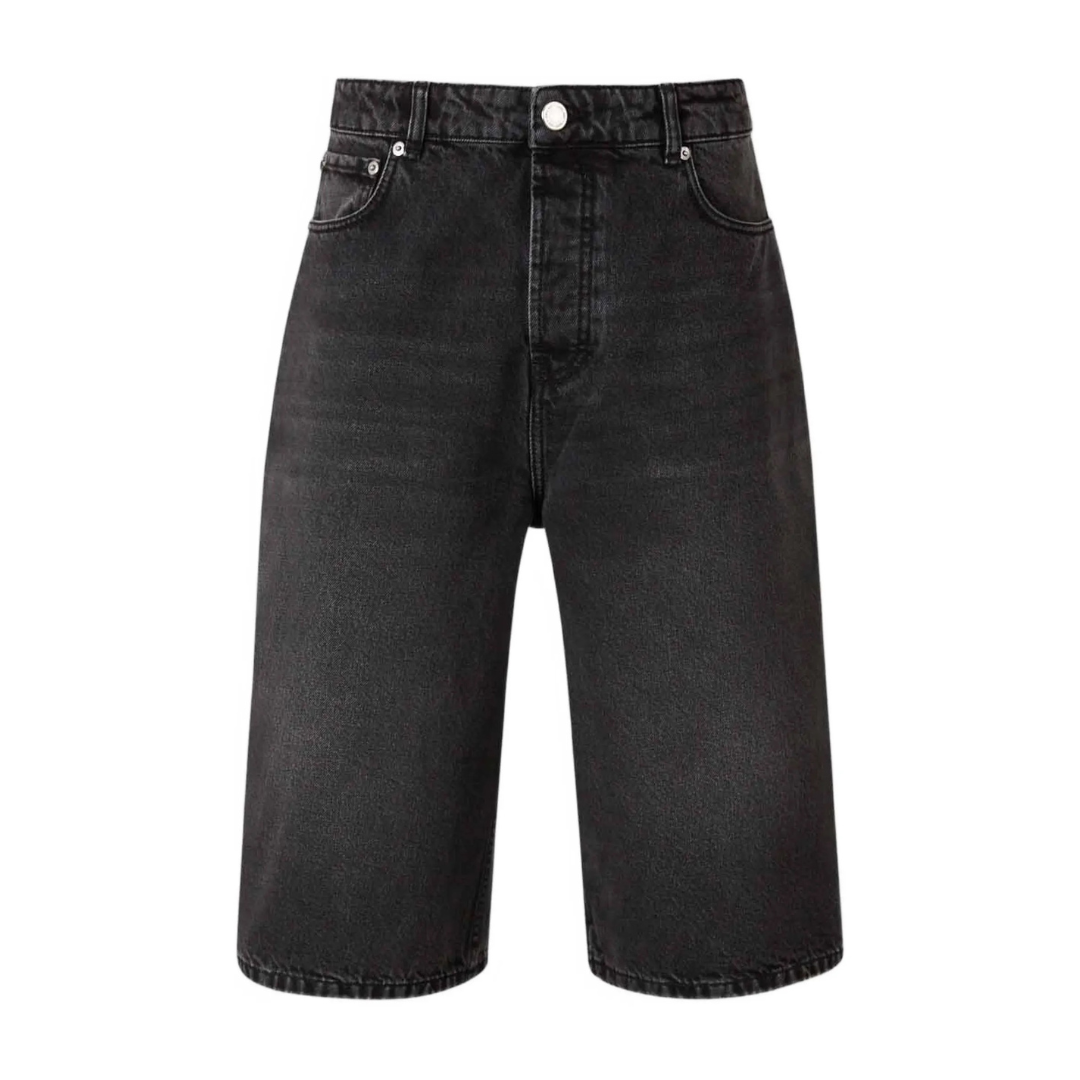 AMI Paris Large Fit Denim Shorts in Black