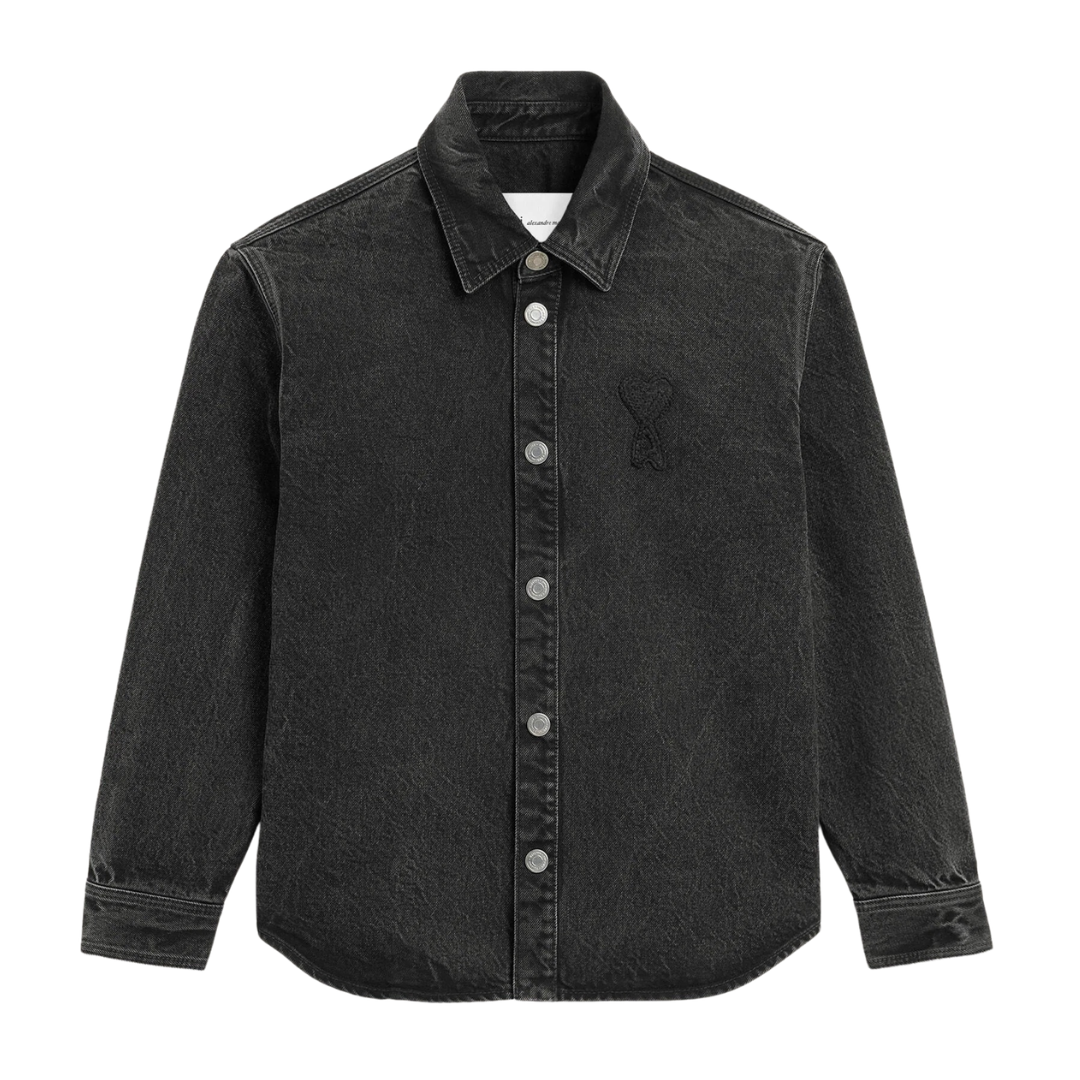 AMI Paris Denim Overshirt in Black