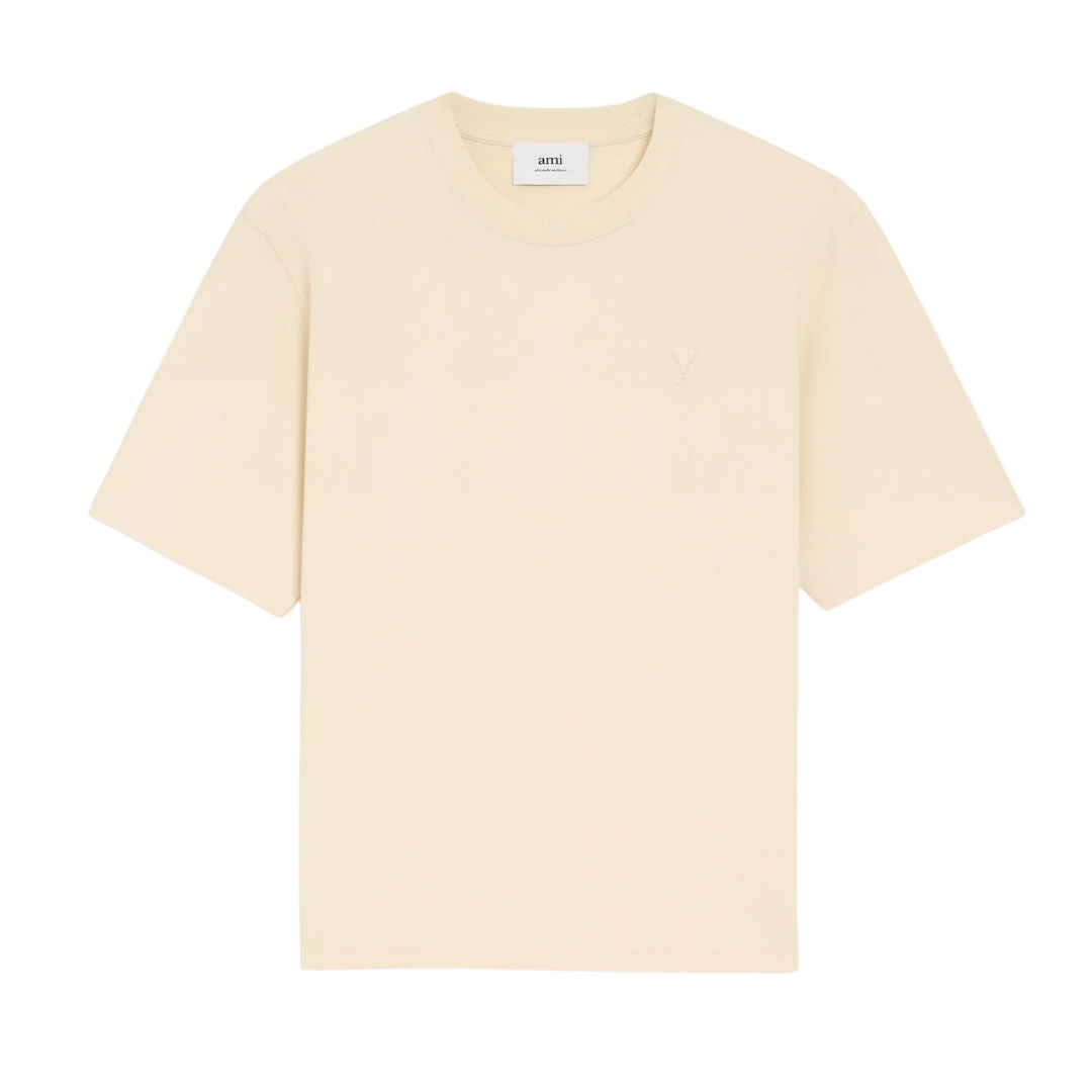 AMI Paris Embossed ADC Logo T-Shirt in Cream