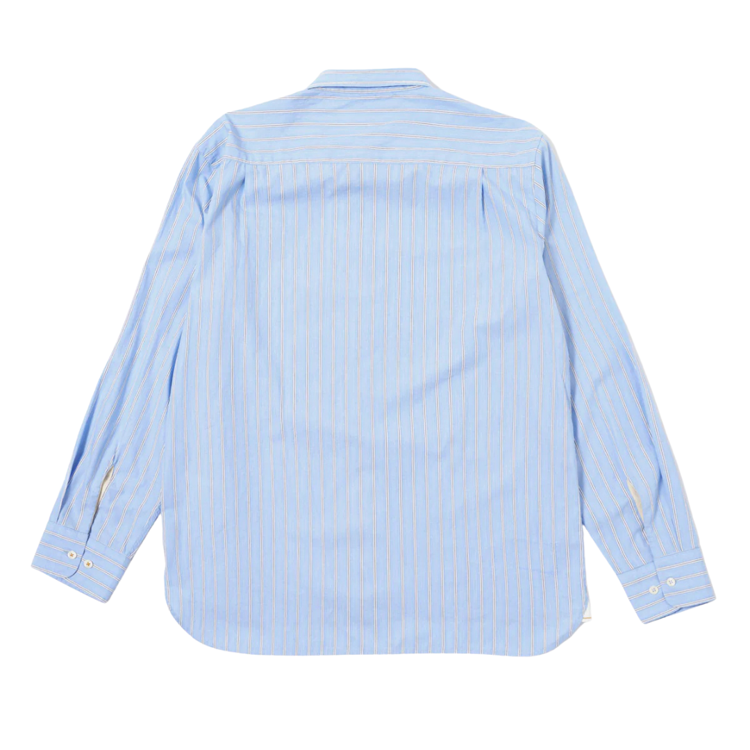 Universal Works Square Pocket Shirt in Blue Stripe