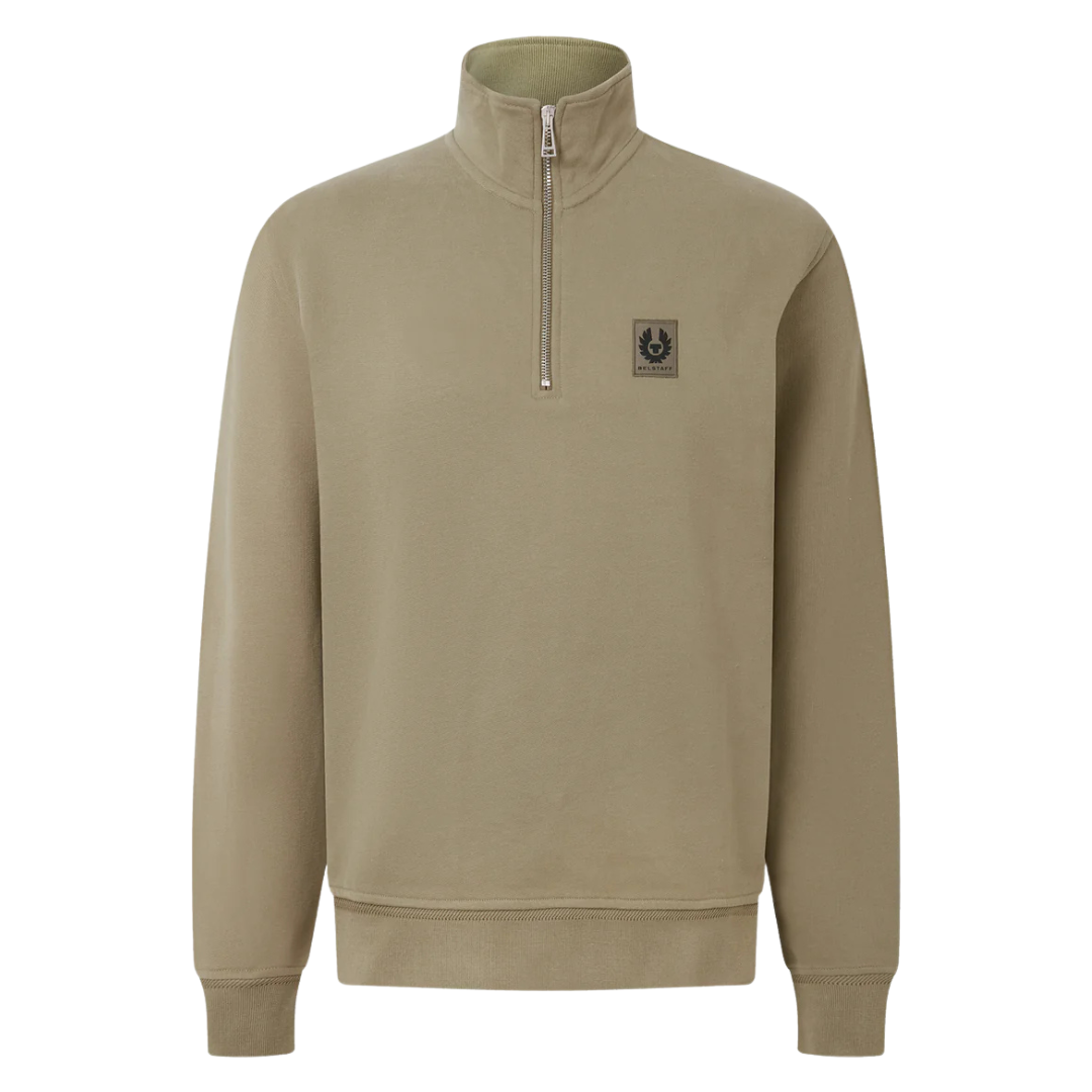 Belstaff Quarter Zip Sweatshirt in Fatigue Green