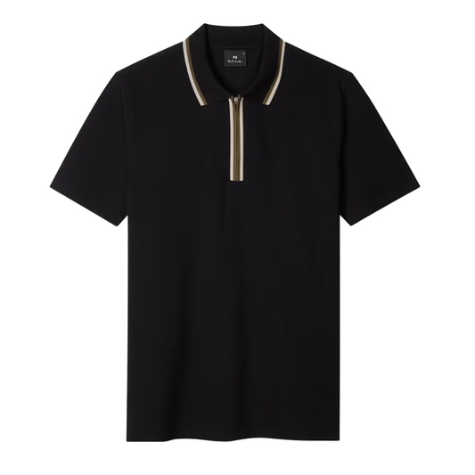 Paul Smith Zip Up Polo Top in Black